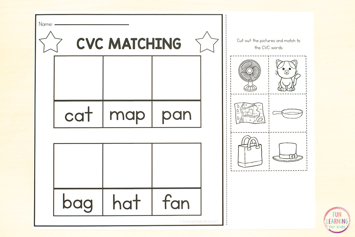 CVC Word Sorting Worksheets Cut And Paste CVC Worksheets Dot The Sounds CVC Segment And Blend Worksheets
