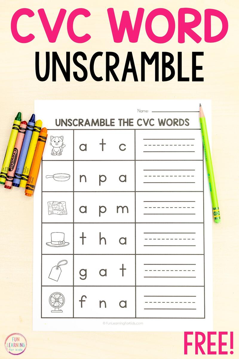 CVC Word Unscramble Worksheets For Phonics Practice CVC Word Unscramble Worksheets For Phonics Practice