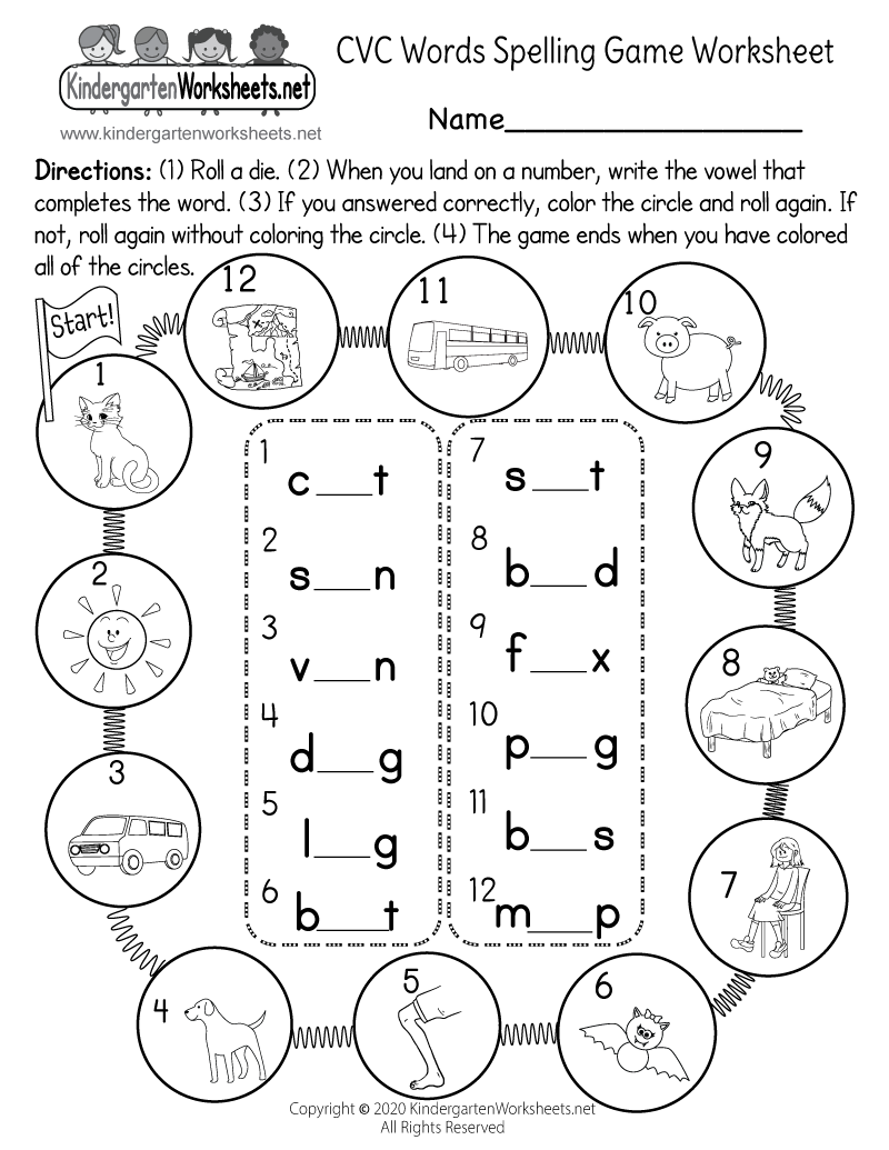 CVC Words Spelling Game Worksheet Free Printable Digital PDF Free CVC Worksheet Kindergarten Downloadable Worksheets