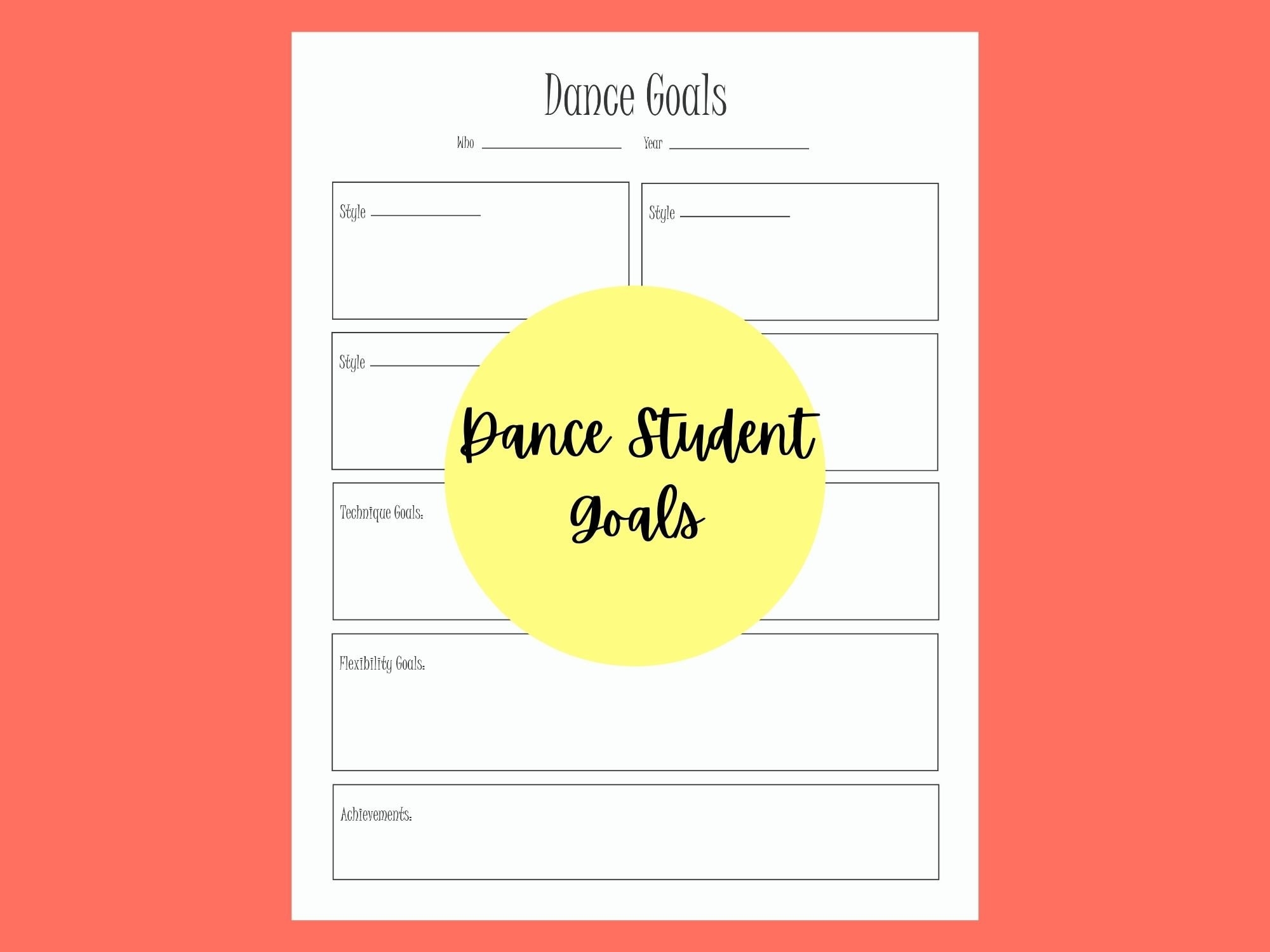 Dance Student Goals Digital Download Etsy