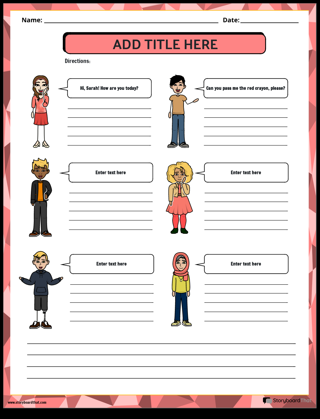 Dialogue Worksheets Storyboard That For Better Communication