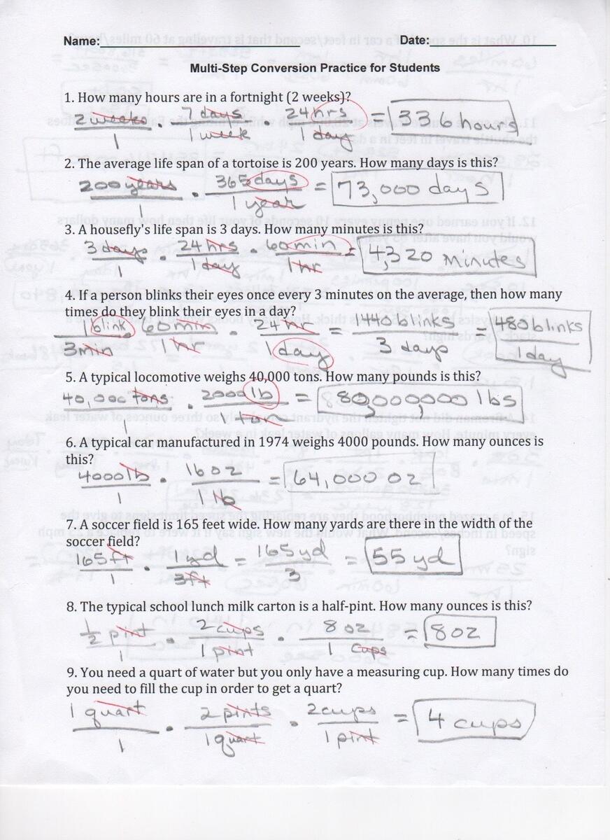 Dimensional Analysis Practice Worksheet Answers Exercises Worksheets Library