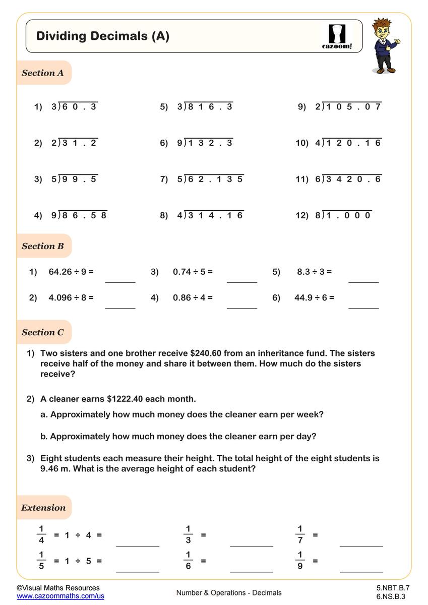 Dividing Decimals A Worksheet 5th Grade PDF Worksheets Cazoom Math Dividing Decimals A Worksheet 5th Grade PDF Worksheets Cazoom Math