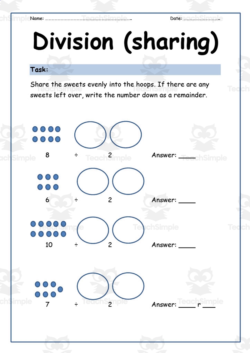 Division Sharing Worksheet By Teach Simple Division Sharing Worksheet By Teach Simple