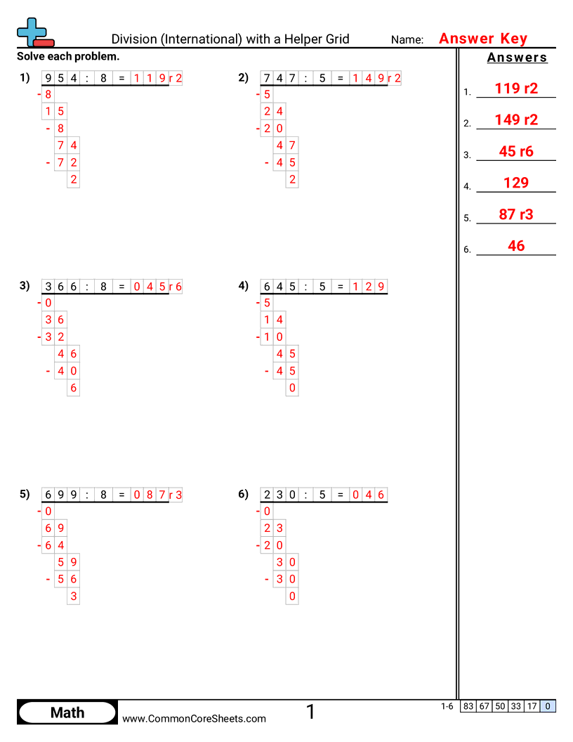 Division Worksheets Division Worksheets