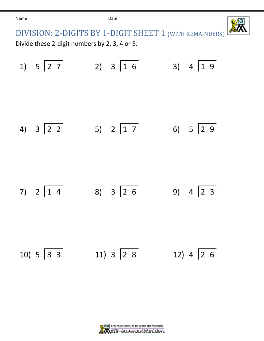 Division Worksheets 3rd Grade Division Worksheets 3rd Grade