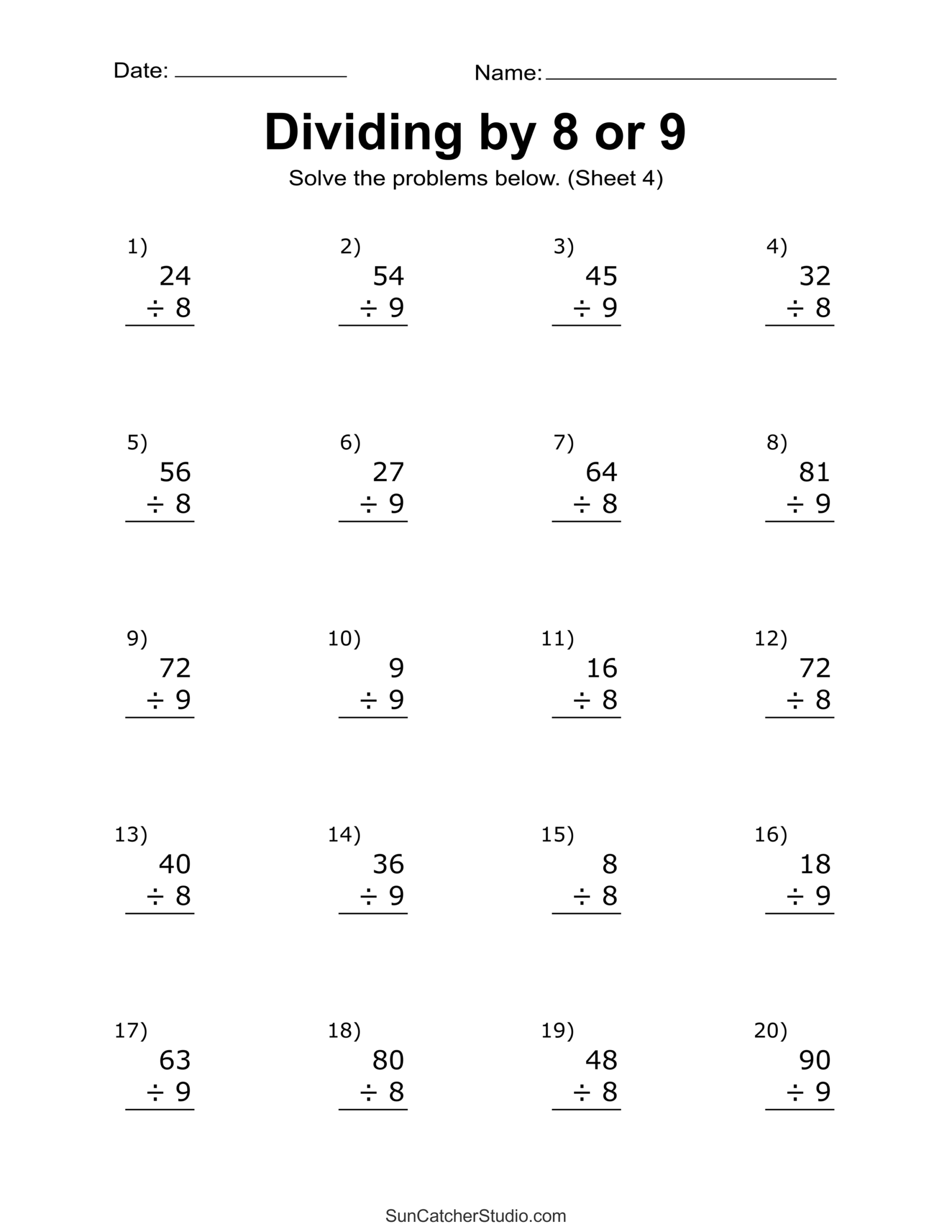 Basic Division Worksheets