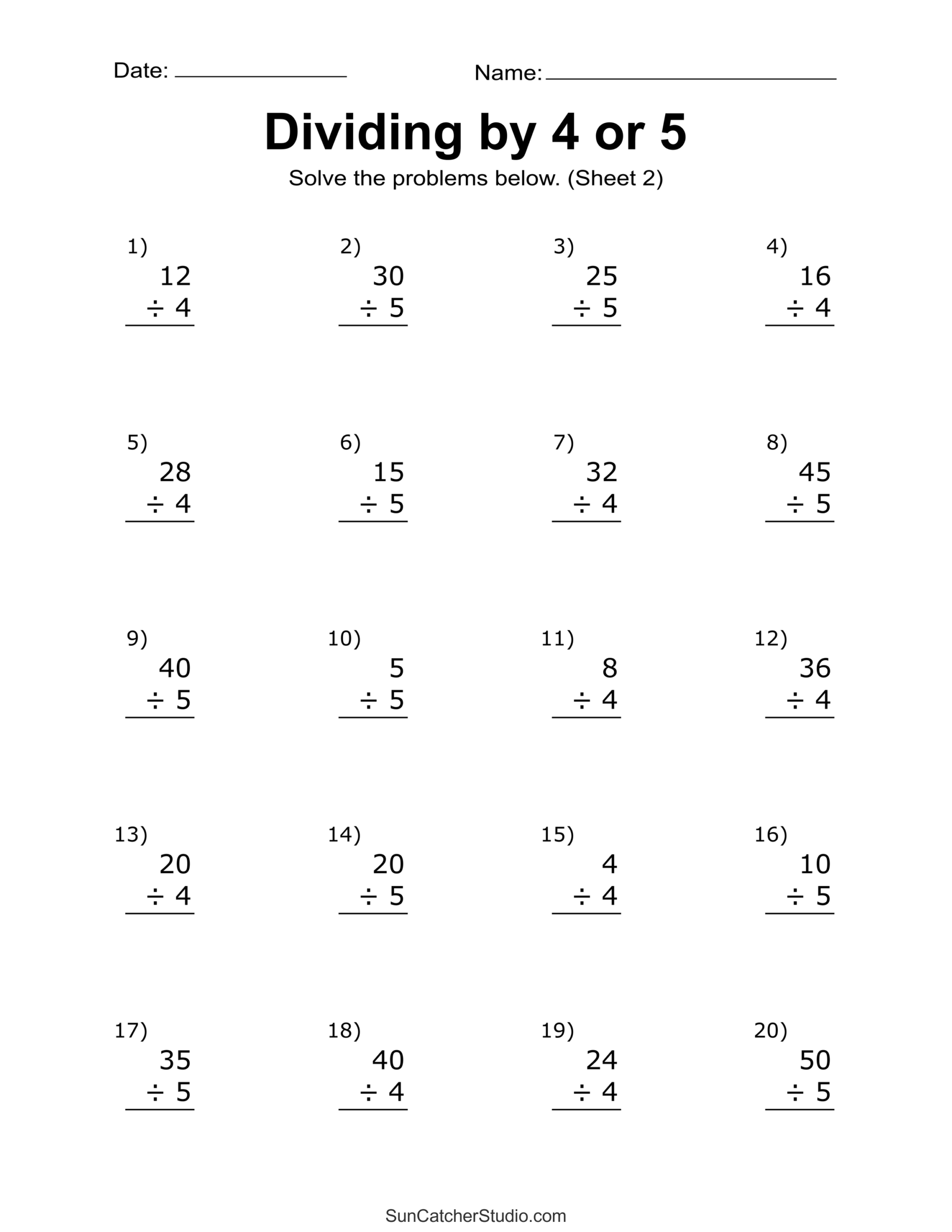Basic Division Worksheets