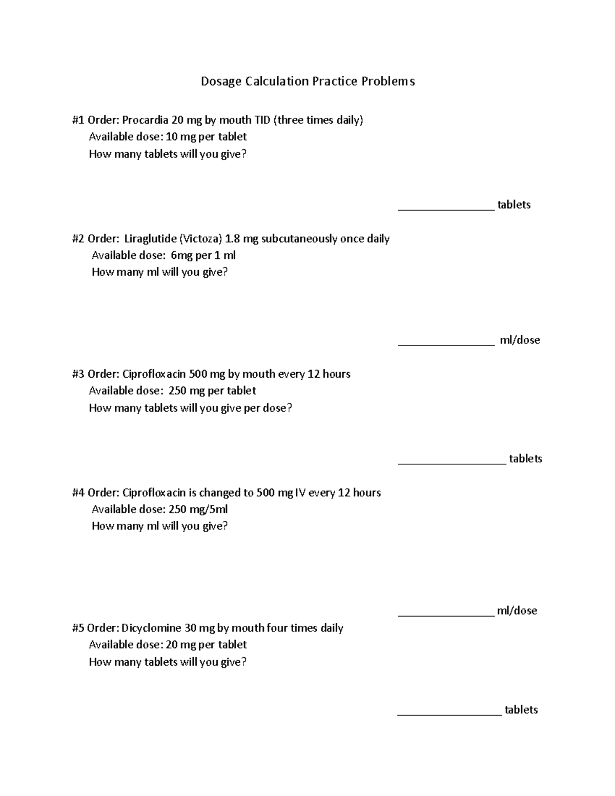 Dose Calc Practice Problems Meds IV Fluids Worksheet Studocu 11 Med Math Worksheets Free PDF At Worksheeto