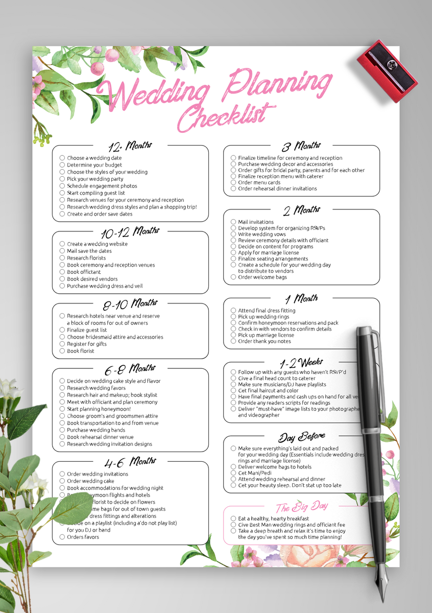 Download Printable Wedding Planning Checklist Eco Style PDF