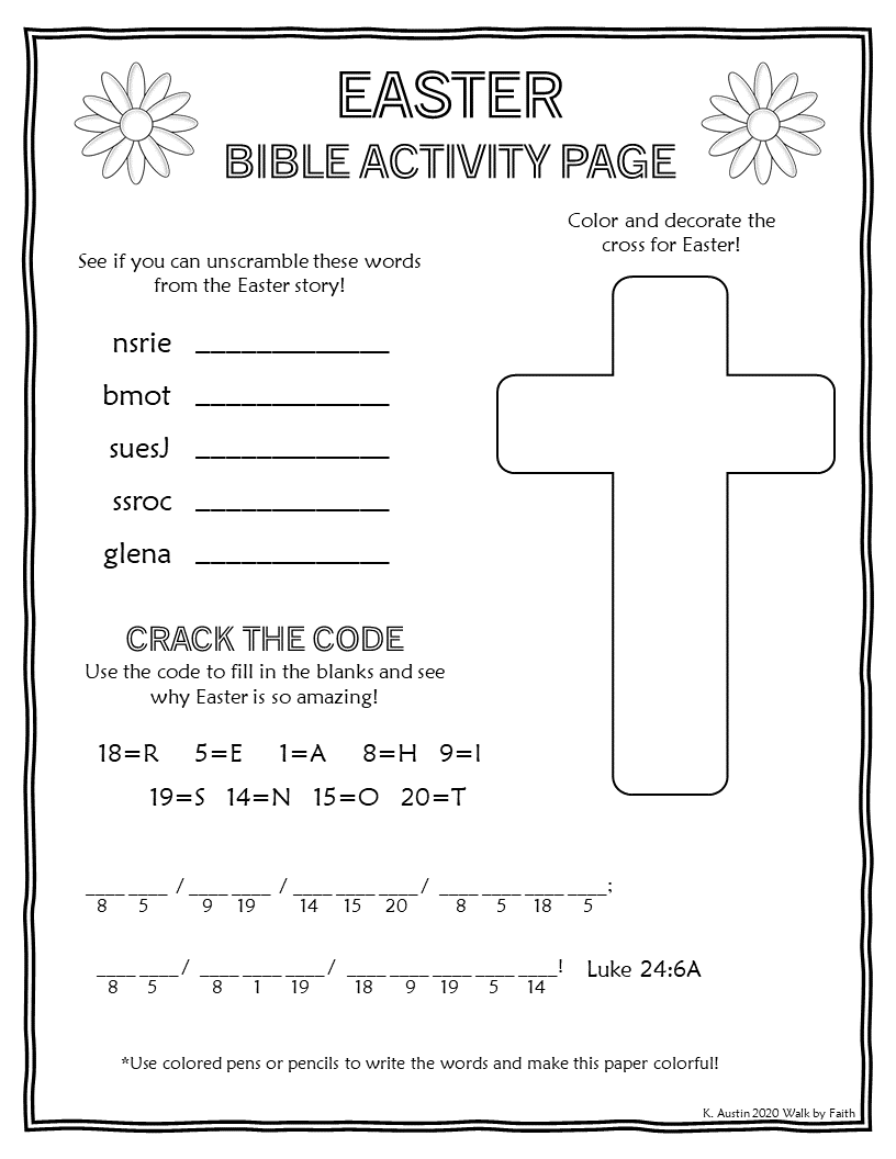 Easter Bible Activity Page Made By Teachers Easter Bible Activity Page Made By Teachers