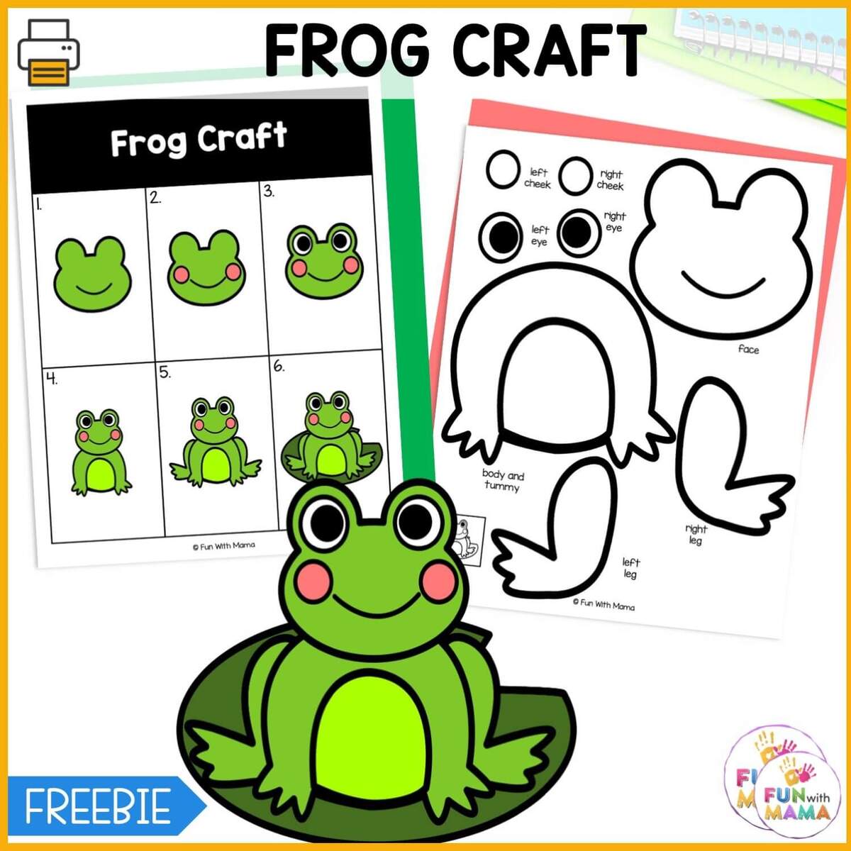 Easy Frog Craft Activity FREE PRINTABLE FREE Printable Art Activities Creatif