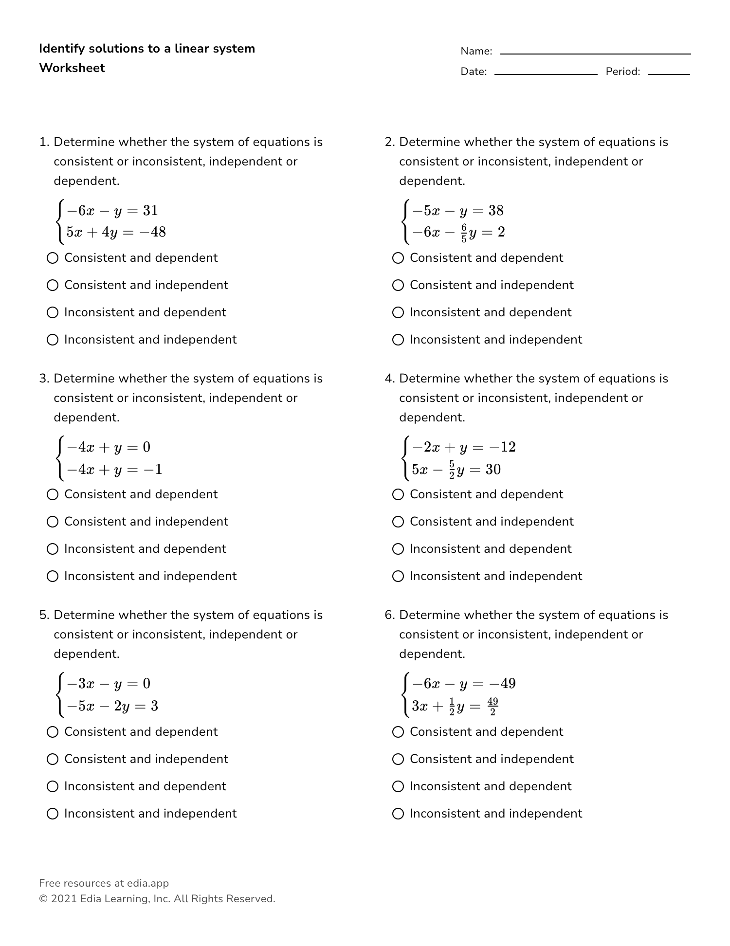 Edia AI Platform For Student Outcomes Systems Of Equations Word Problems Worksheets