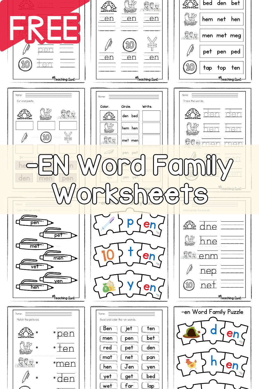 EN Word Family Worksheets The Teaching Aunt 100 Free Word Family Worksheets Teach Prints