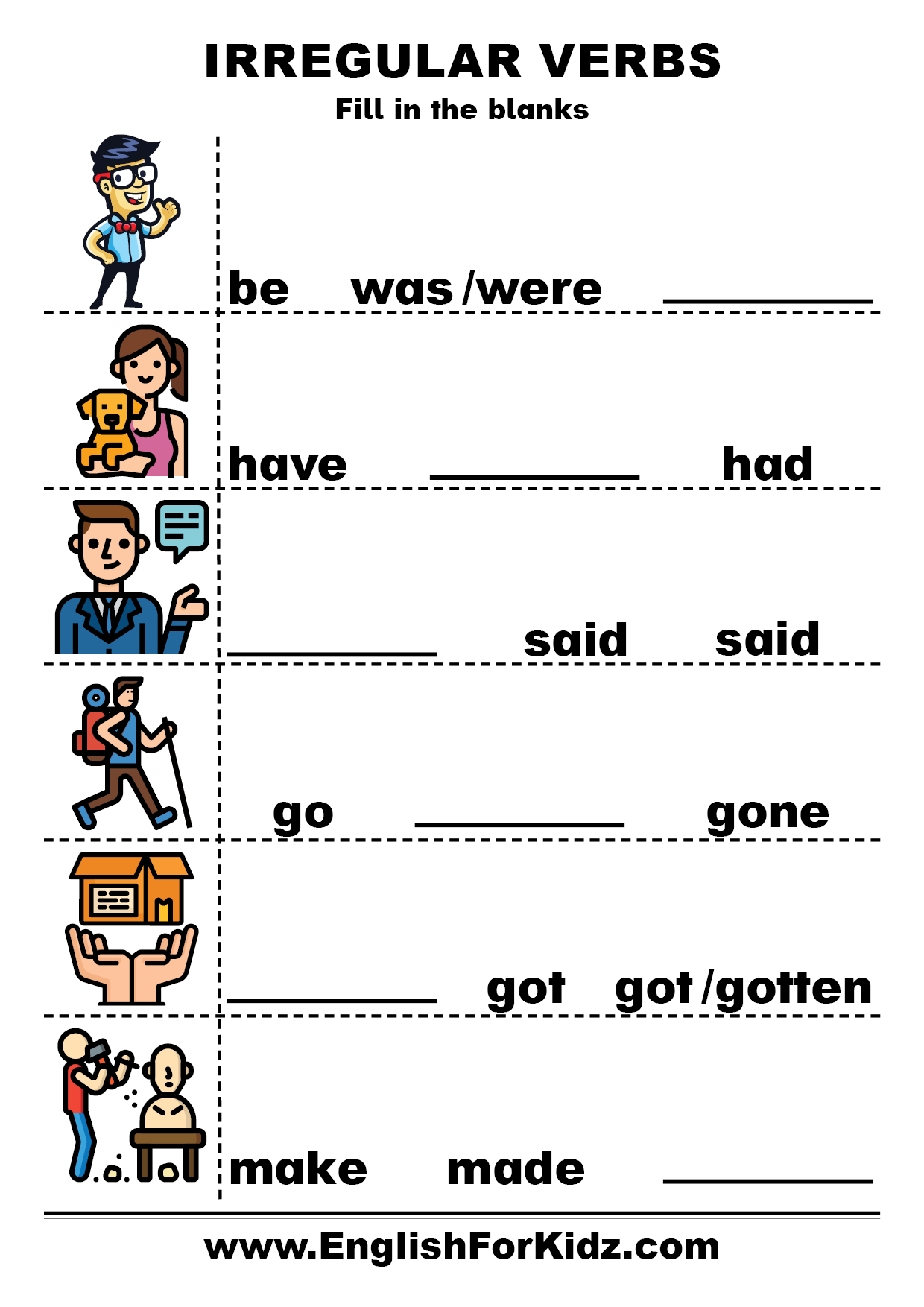 English For Kids Step By Step Irregular Verbs Exercises And Worksheets English For Kids Step By Step Irregular Verbs Exercises And Worksheets
