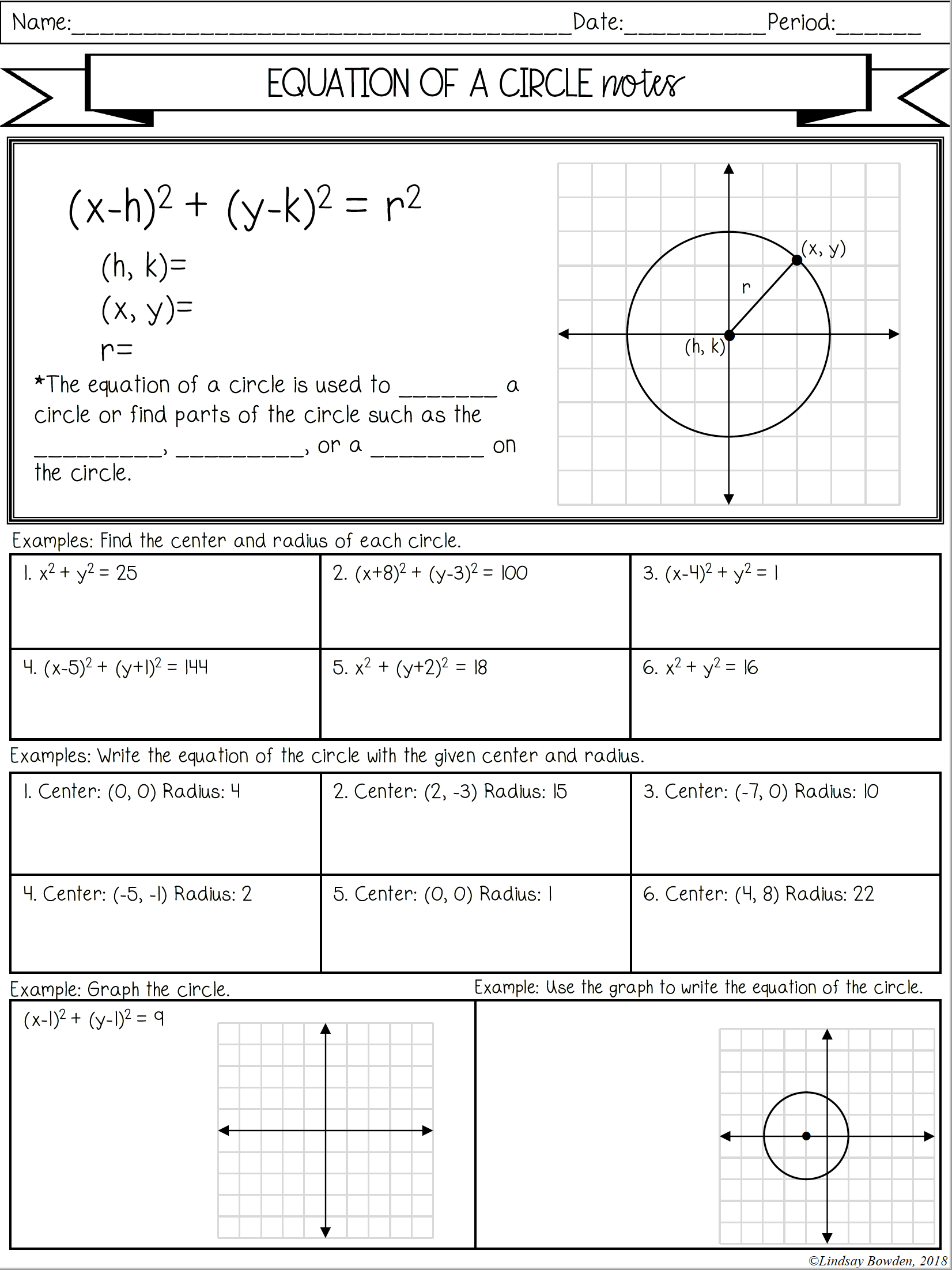 Equation Of A Circle Notes And Worksheets Lindsay Bowden Worksheets Library Equation Of A Circle Notes And Worksheets Lindsay Bowden Worksheets Library