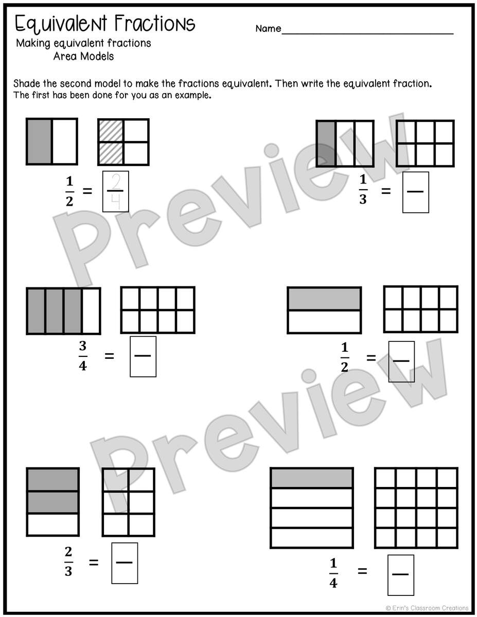 Equivalent Fraction Worksheets With Visual Models Made By Teachers Equivalent Fractions With Models Special Education Equivalent Fractions Hands On Special Needs For Special Kids