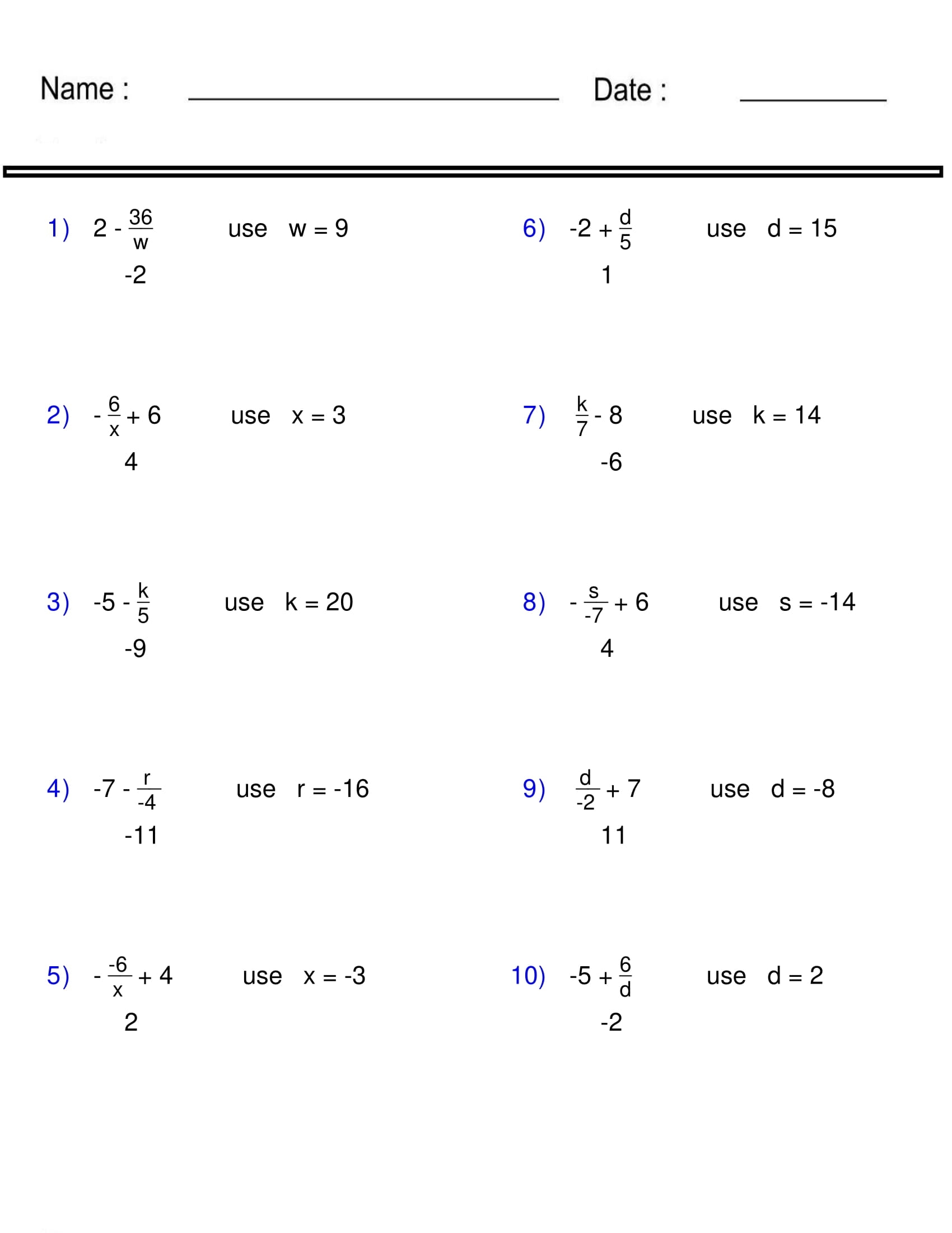 Evaluating Algebraic Expressions Worksheet Print Activity Pre Algebra Made By Teachers Algebra Worksheets K12 Math Worksheets