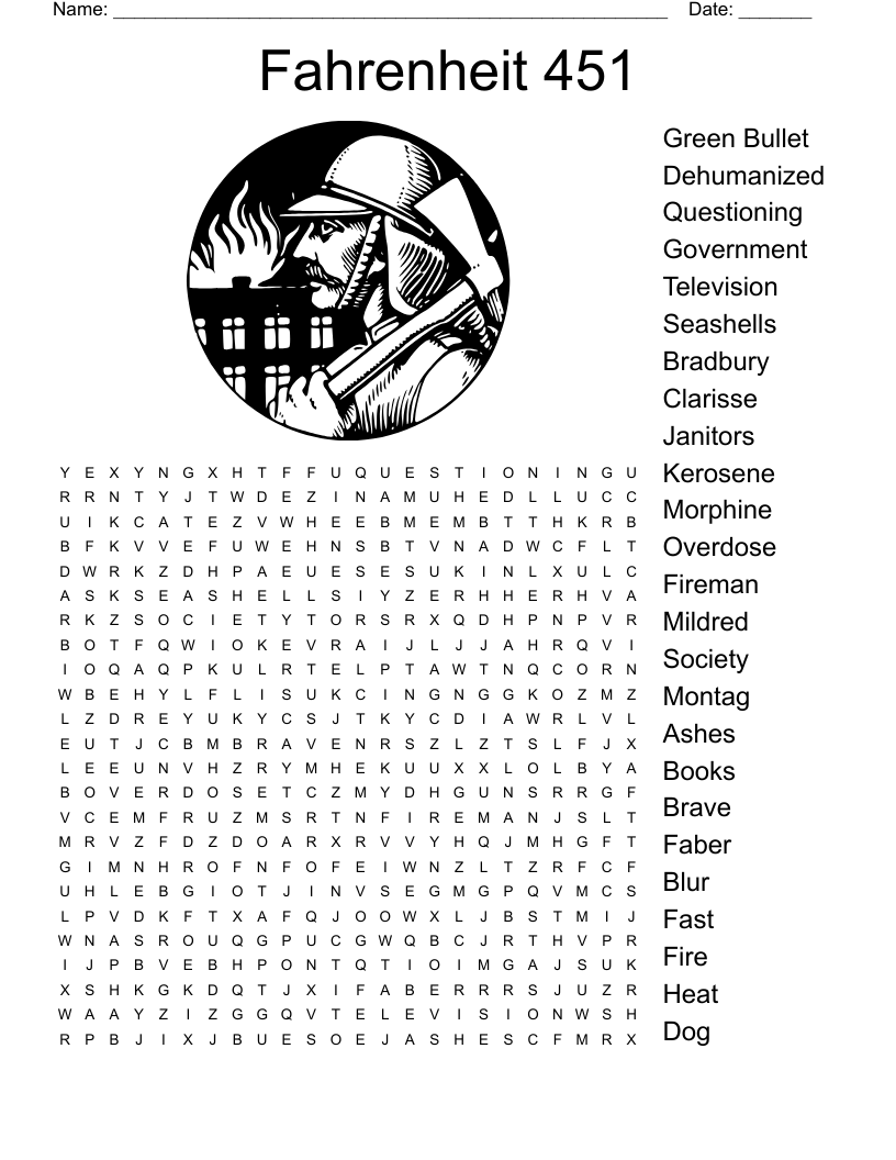 Fahrenheit 451 Worksheet WordMint