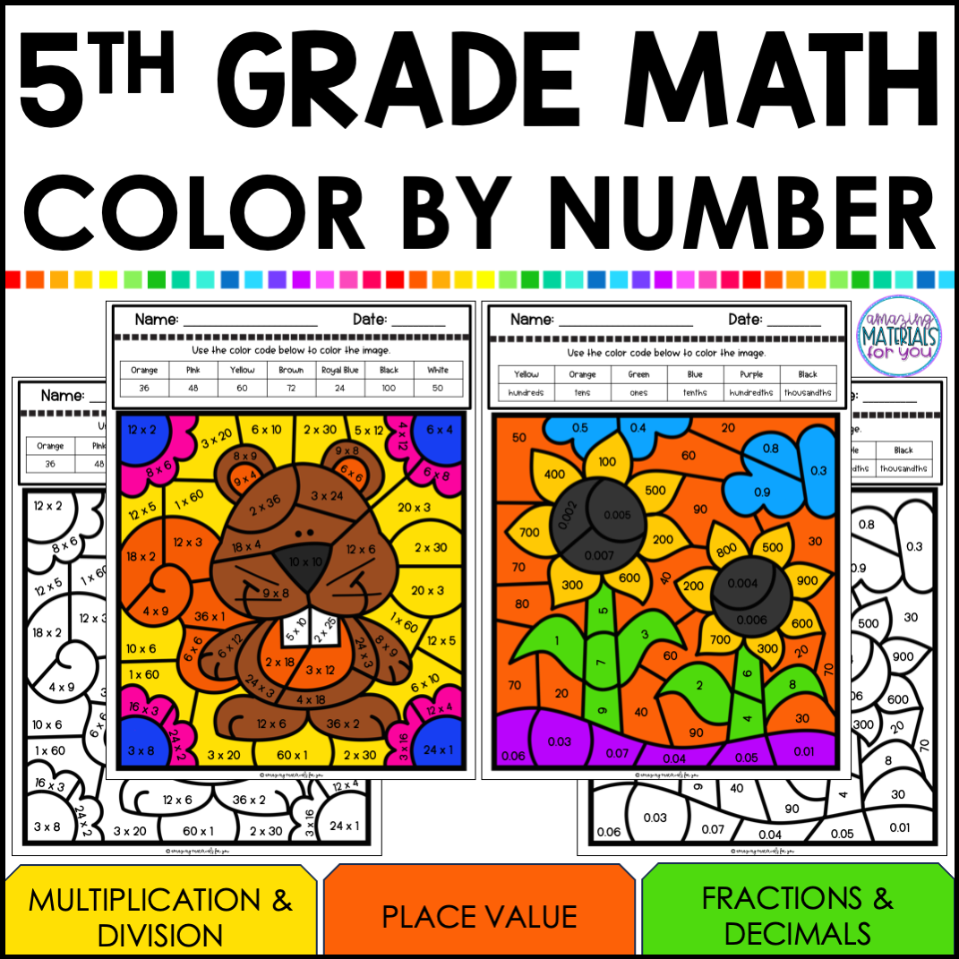Fall Math Coloring Worksheets 5th Grade Color By Code Early Finishers Made By Teachers Division Color By Number Superstar Worksheets