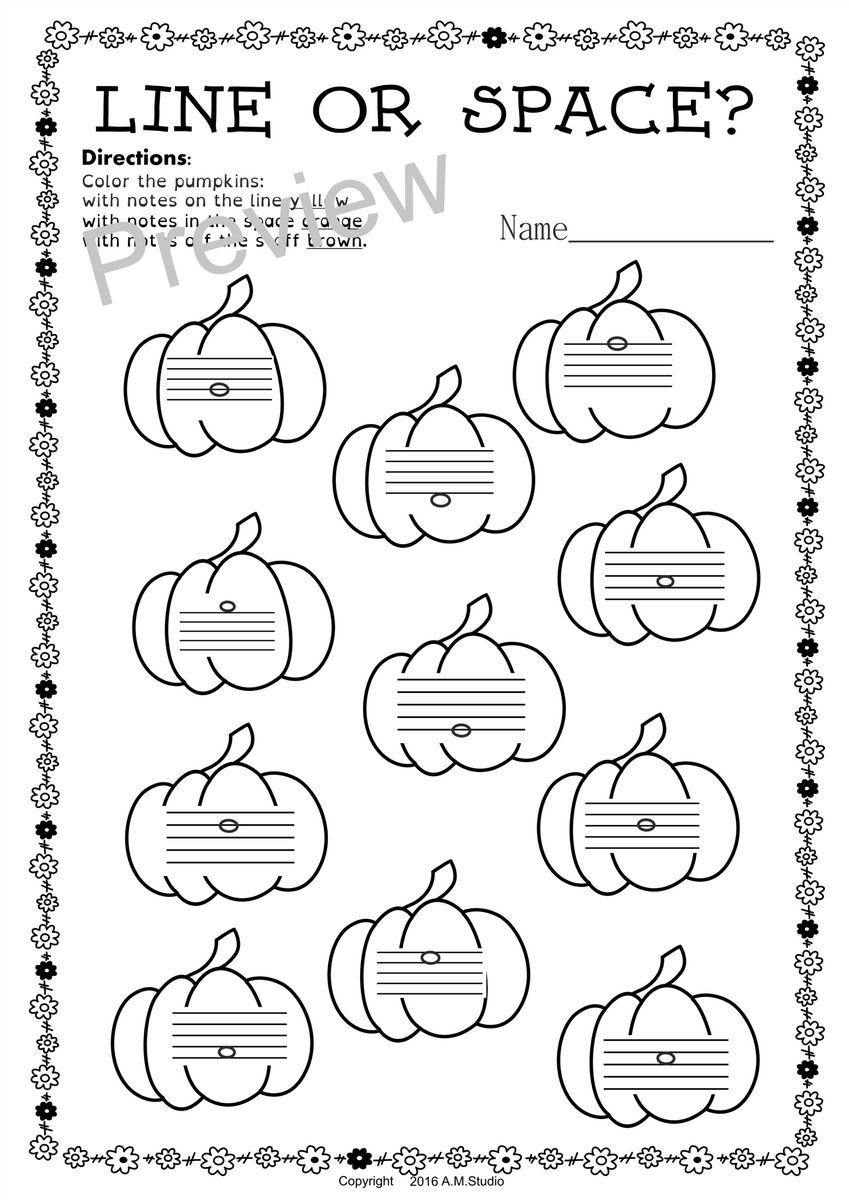 Fall Music Worksheets Pack Line Space High Low CPS Grades 4 6 Treble Clef Line And Space Notes Worksheet Live Worksheets Library