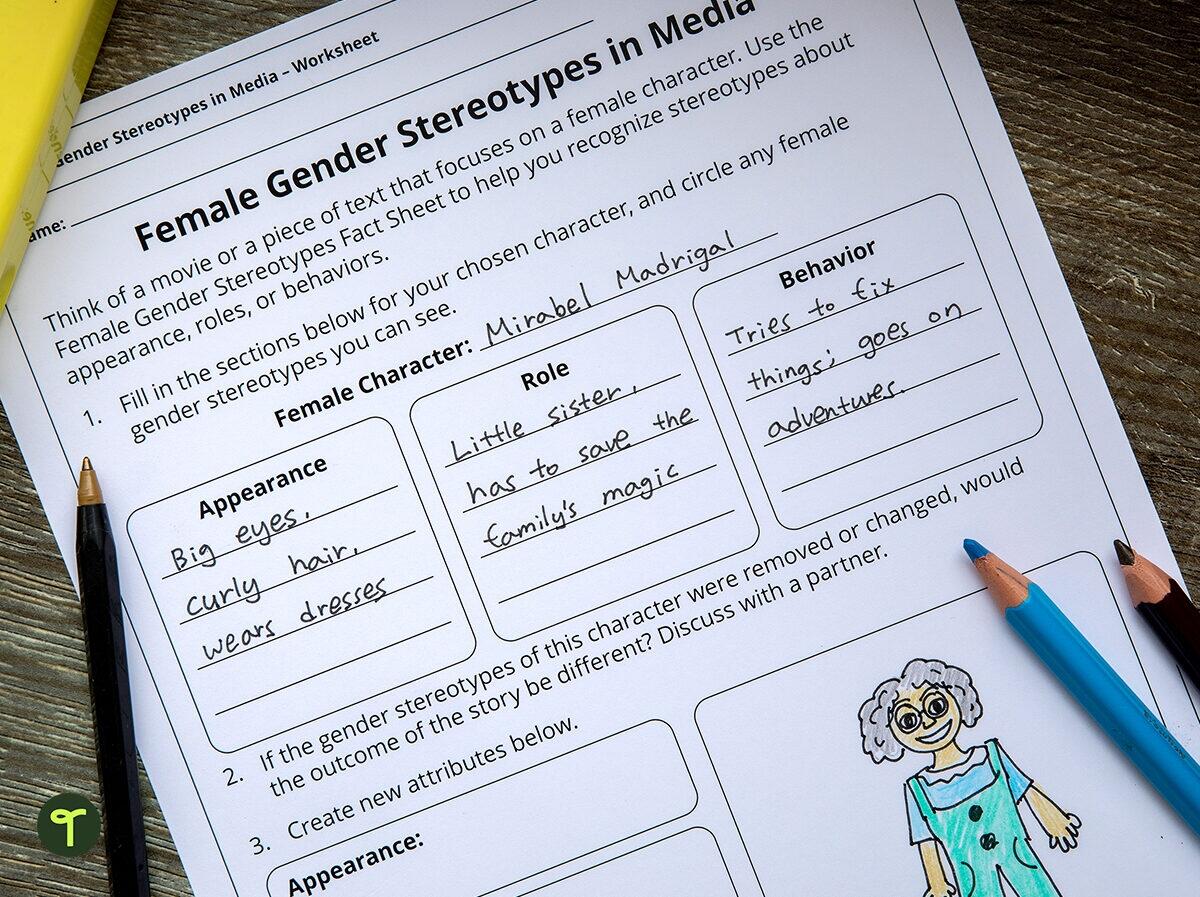 Female Gender Stereotypes In Media Worksheet Teach Starter Female Gender Stereotypes In Media Worksheet Teach Starter