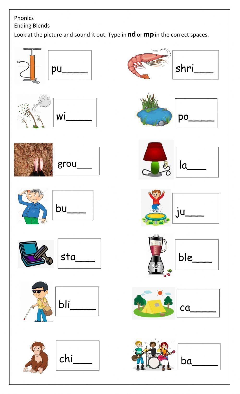 Ending Blend Worksheets Set 2 Free Word Work Worksheets Library
