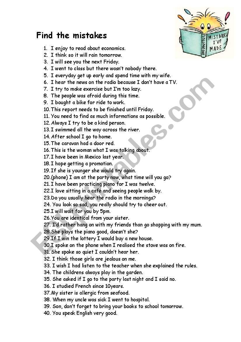 Find The Errors Worksheet Enhance Problem Solving Skills