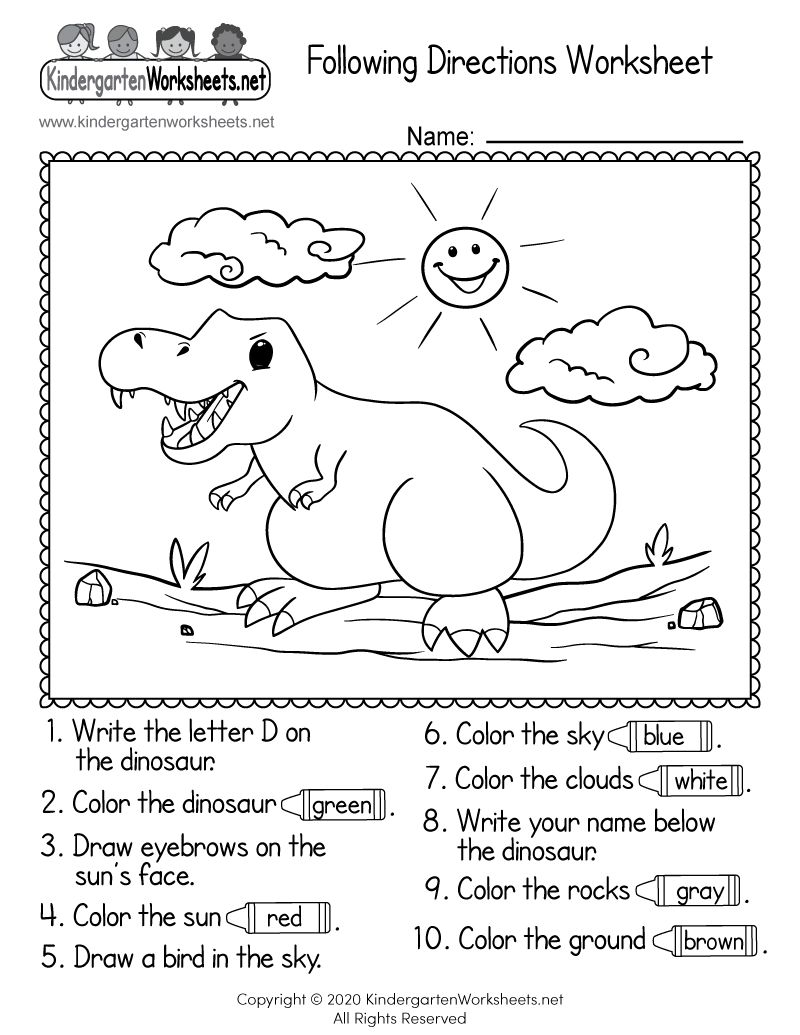 Printable Following Directions Worksheets