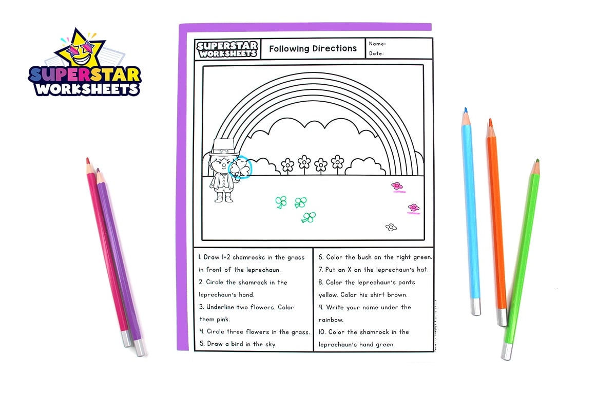 Following Directions Worksheets Superstar Worksheets