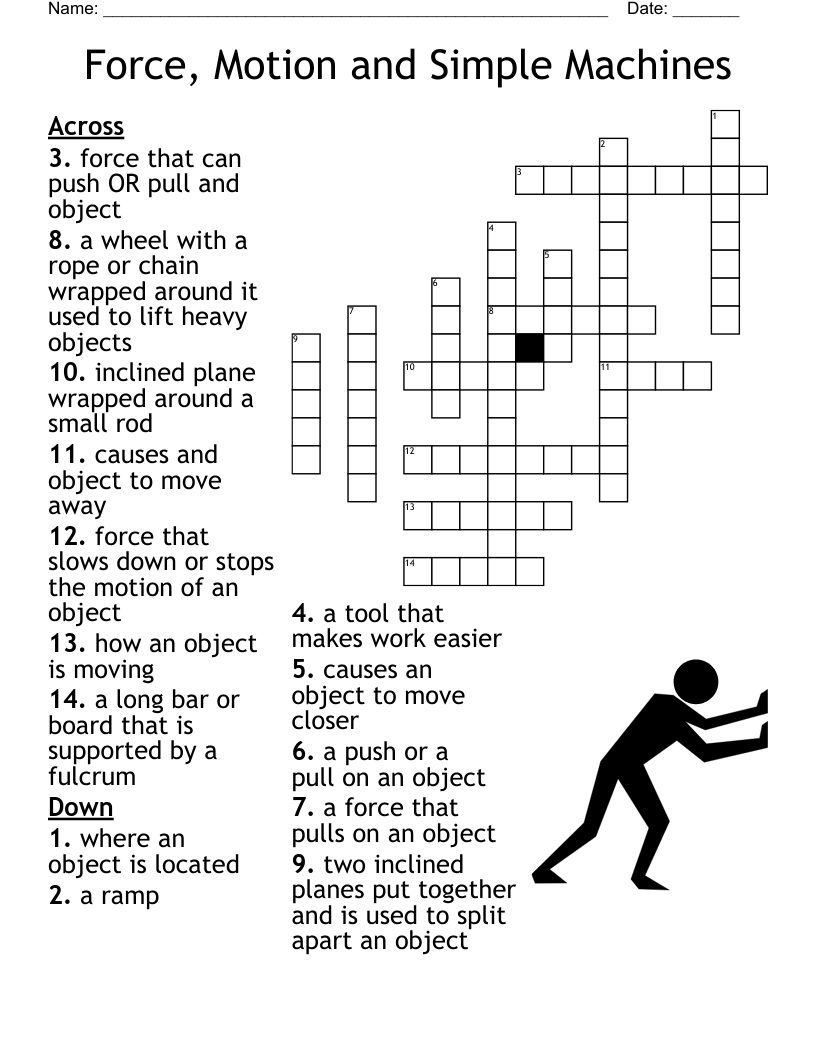 Force Motion And Simple Machines Crossword WordMint Grade 8 Science Crossword Puzzle 1 Vocabulary Answers Studocu