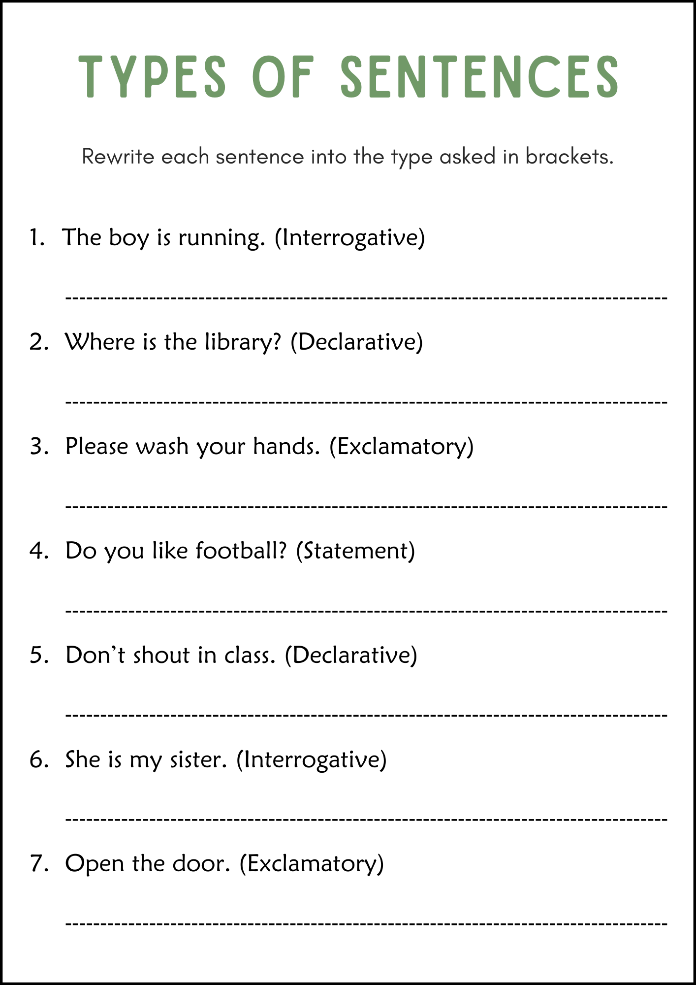 Four Types Of Sentences Grammar Worksheets Declarative Interrogative Imperative Exclamatory Made By Teachers Four Types Of Sentences Grammar Worksheets Declarative Interrogative Imperative Exclamatory Made By Teachers