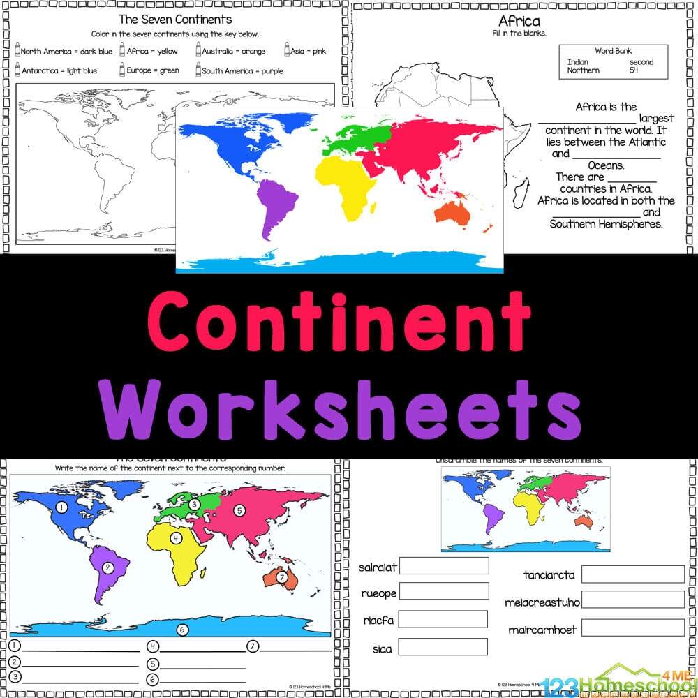 FREE 7 Continents And Oceans Worksheet Free Printable World Map Bundle