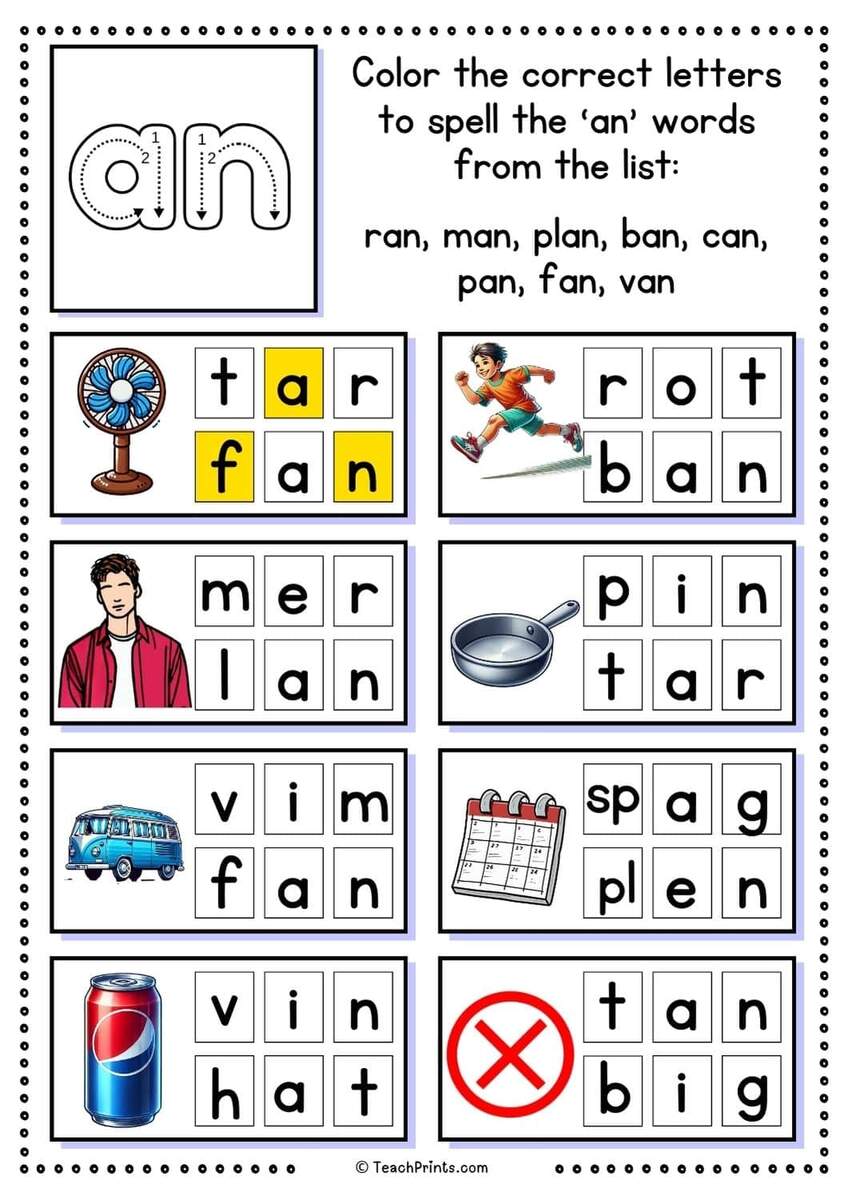 Free An Word Family Worksheets Teach Prints Free An Word Family Worksheets Teach Prints