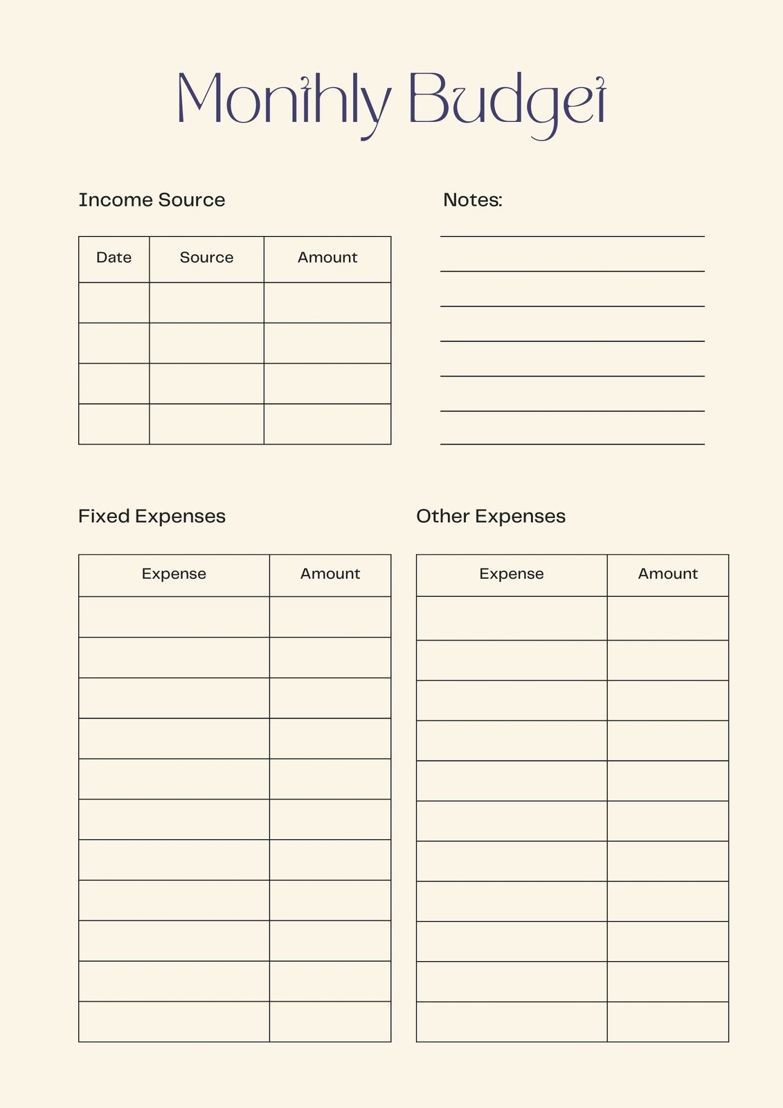 FREE Budget Sheet Template Printable And Editable