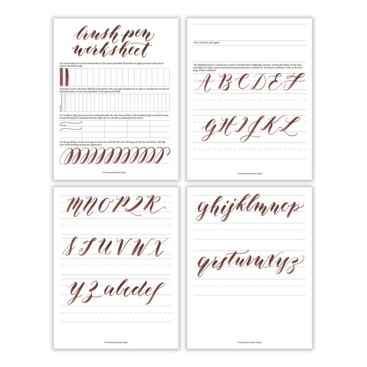 Free Basic Brush Pen Calligraphy Worksheet The Postman S Knock