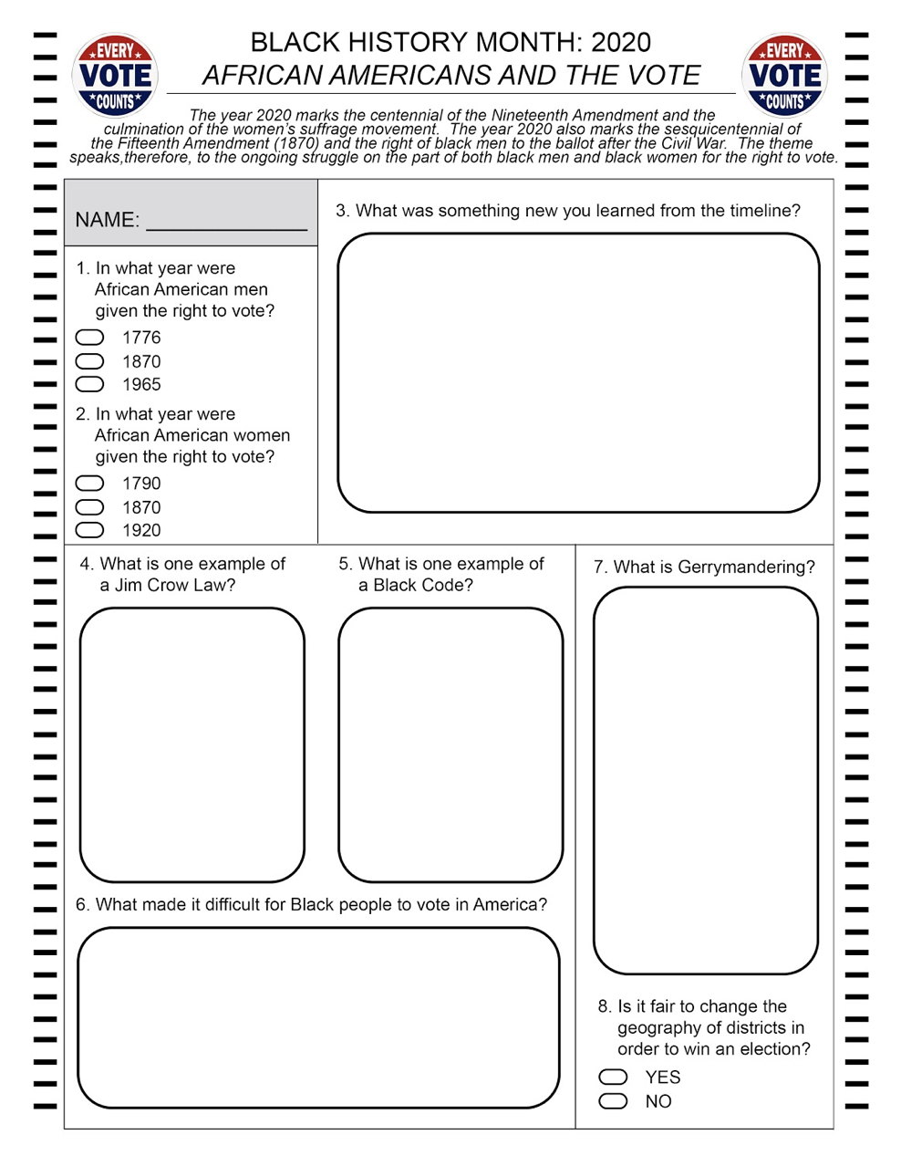 13 Free Black History Month Worksheets Elementary Free PDF At Worksheeto