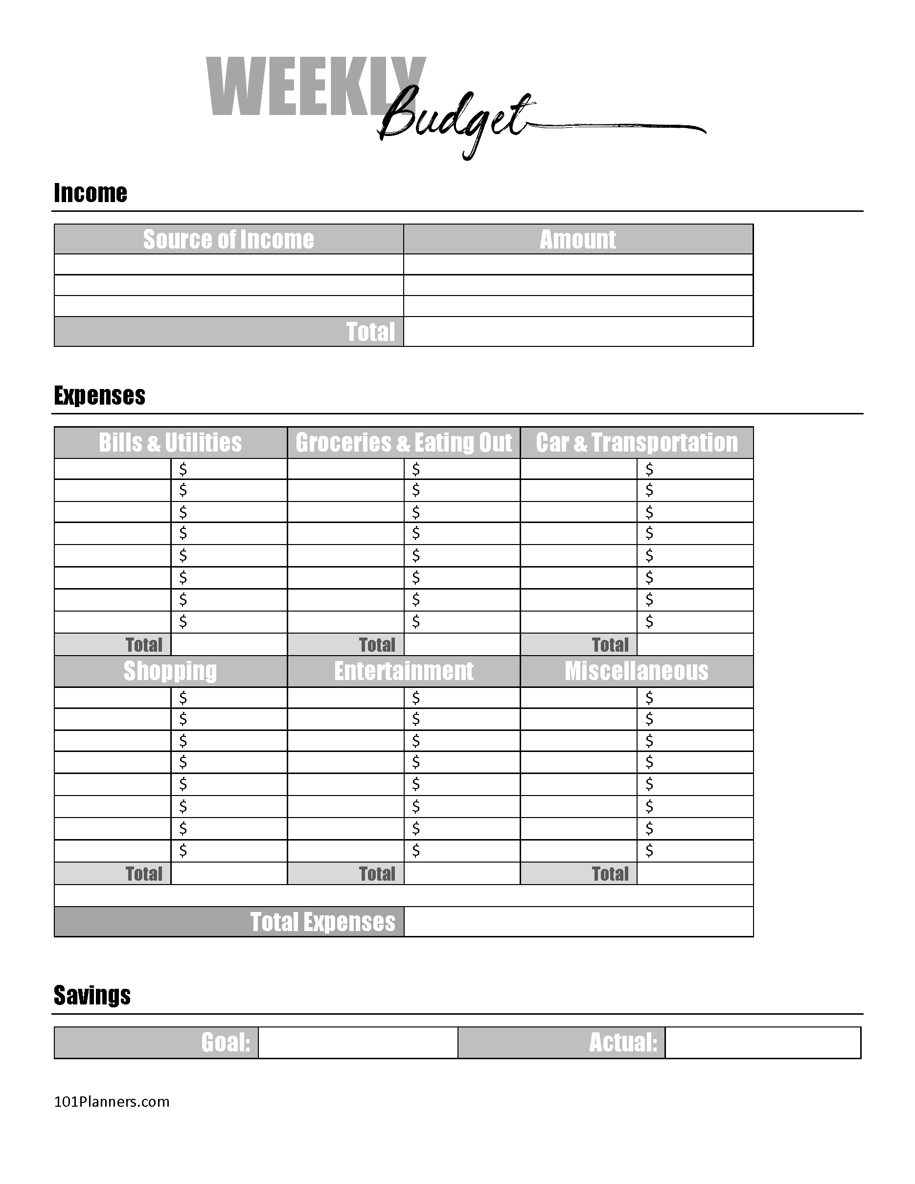 FREE Budget Sheet Template Printable And Editable Weekly Budget Planner Templates Download Printable PDF Printsbery