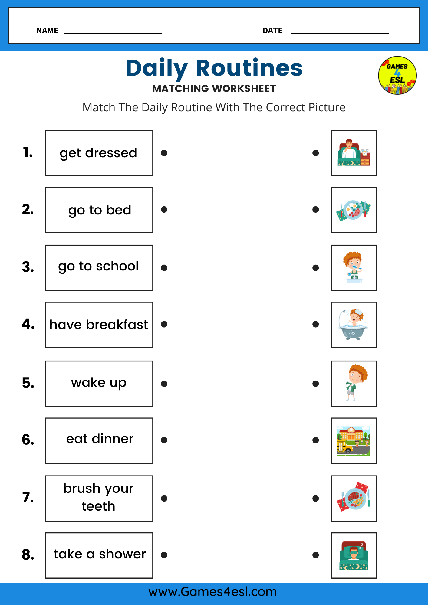 Free Daily Routine Worksheets For Beginners Games4esl Free Daily Routine Worksheets For Beginners Games4esl