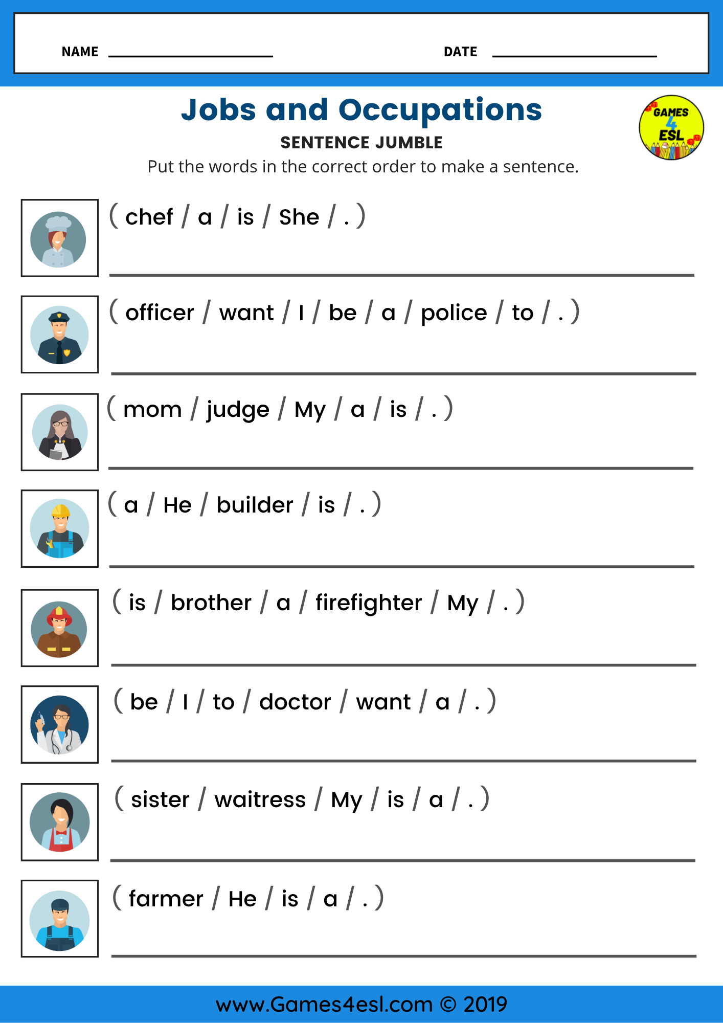 Free ESL Jobs And Occupations Worksheets Games4esl Free ESL Jobs And Occupations Worksheets Games4esl