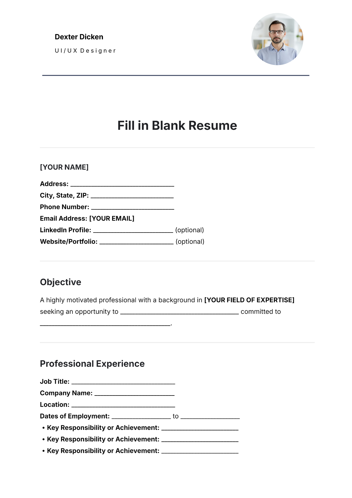 Free Fill In Blank Resume Template To Edit Online Free Fill In Blank Resume Template To Edit Online