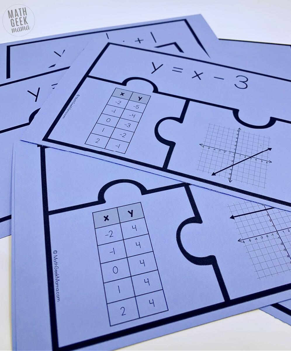 FREE Graph Linear Equations Puzzles Match Equation Table Graph