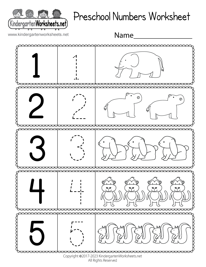 Free Interactive Preschool Numbers Worksheet For Kindergarten