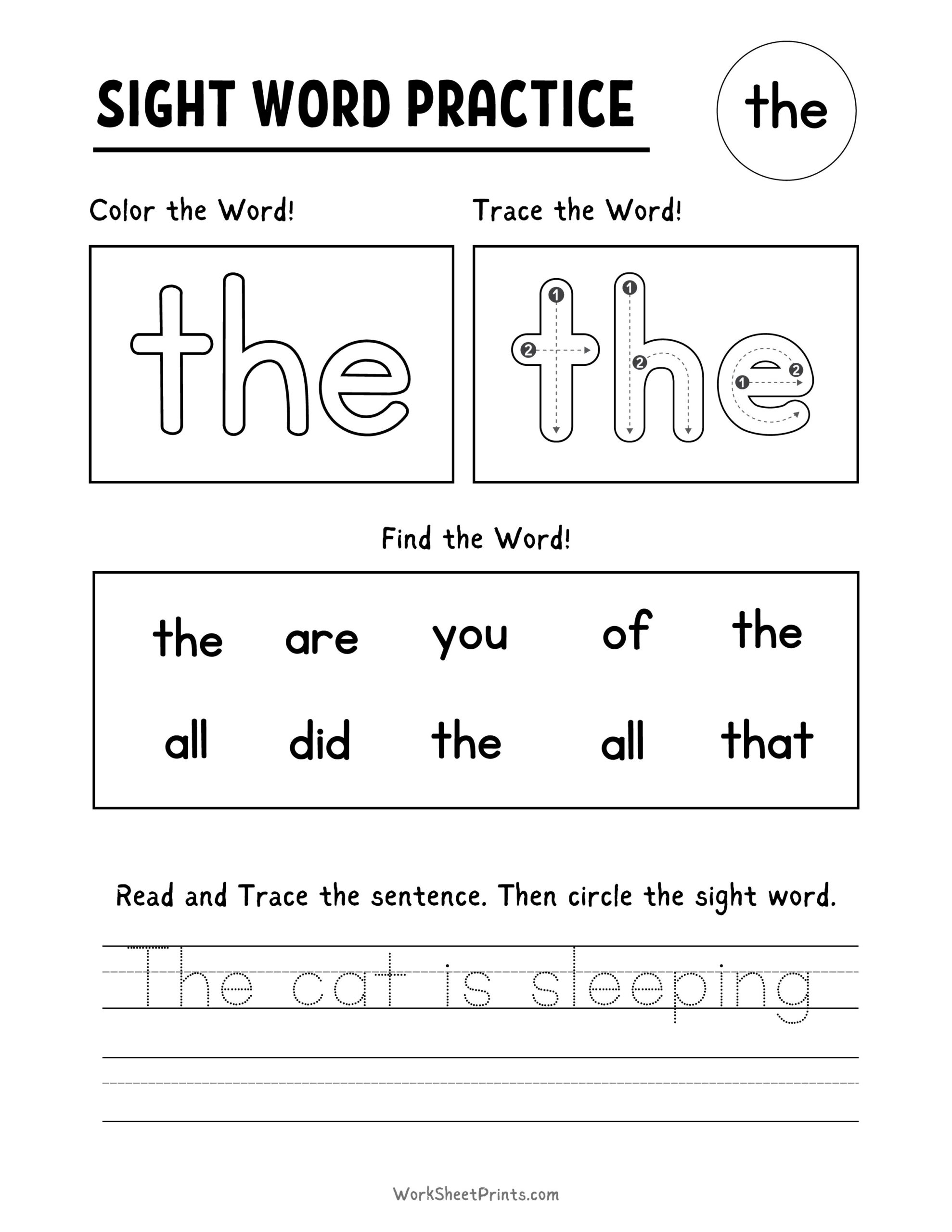 Sight Words Kindergarten Worksheet Free Printables Your Therapy Source