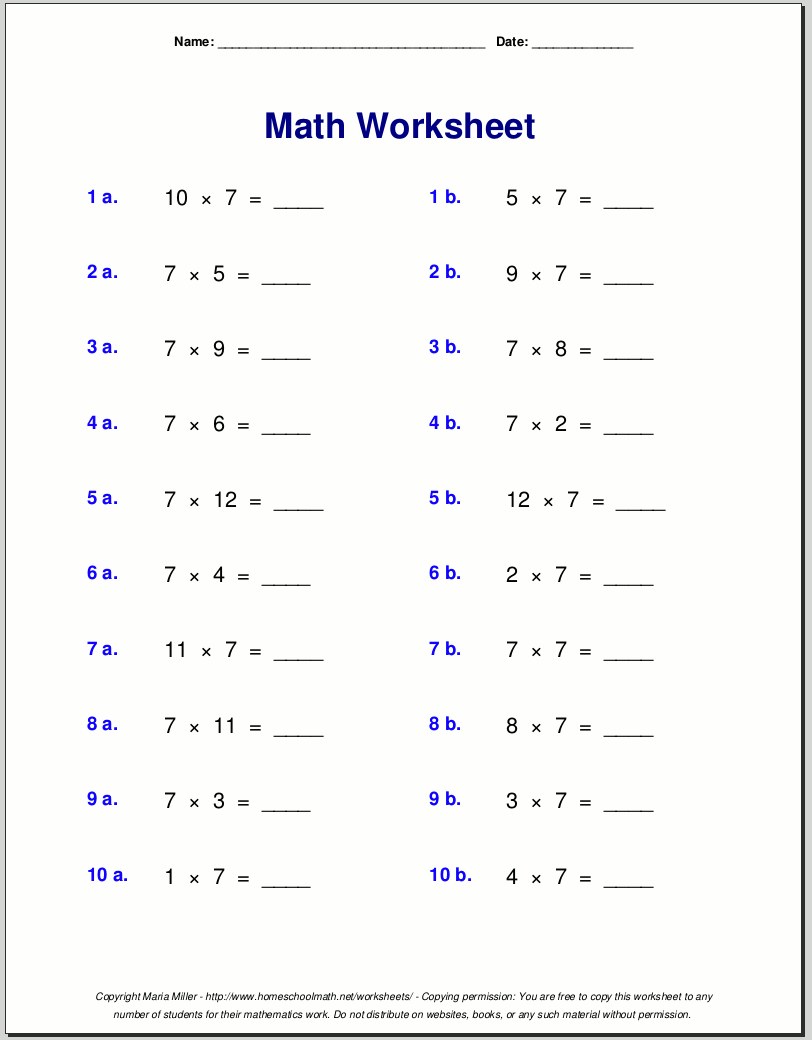 7th Grade Math Worksheets