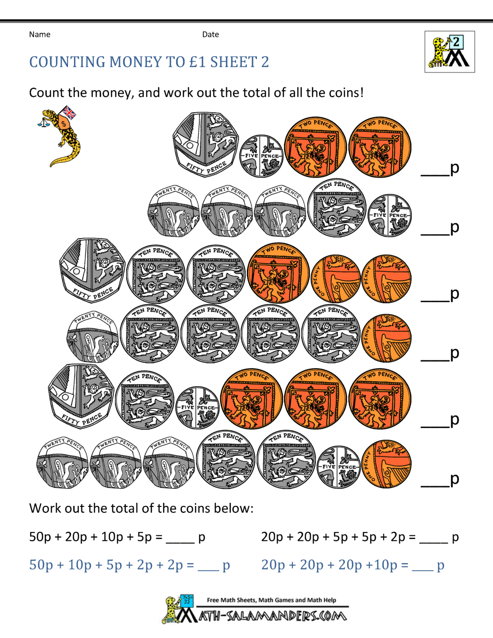 Free Money Worksheets UK Coins Free Money Worksheets UK Coins