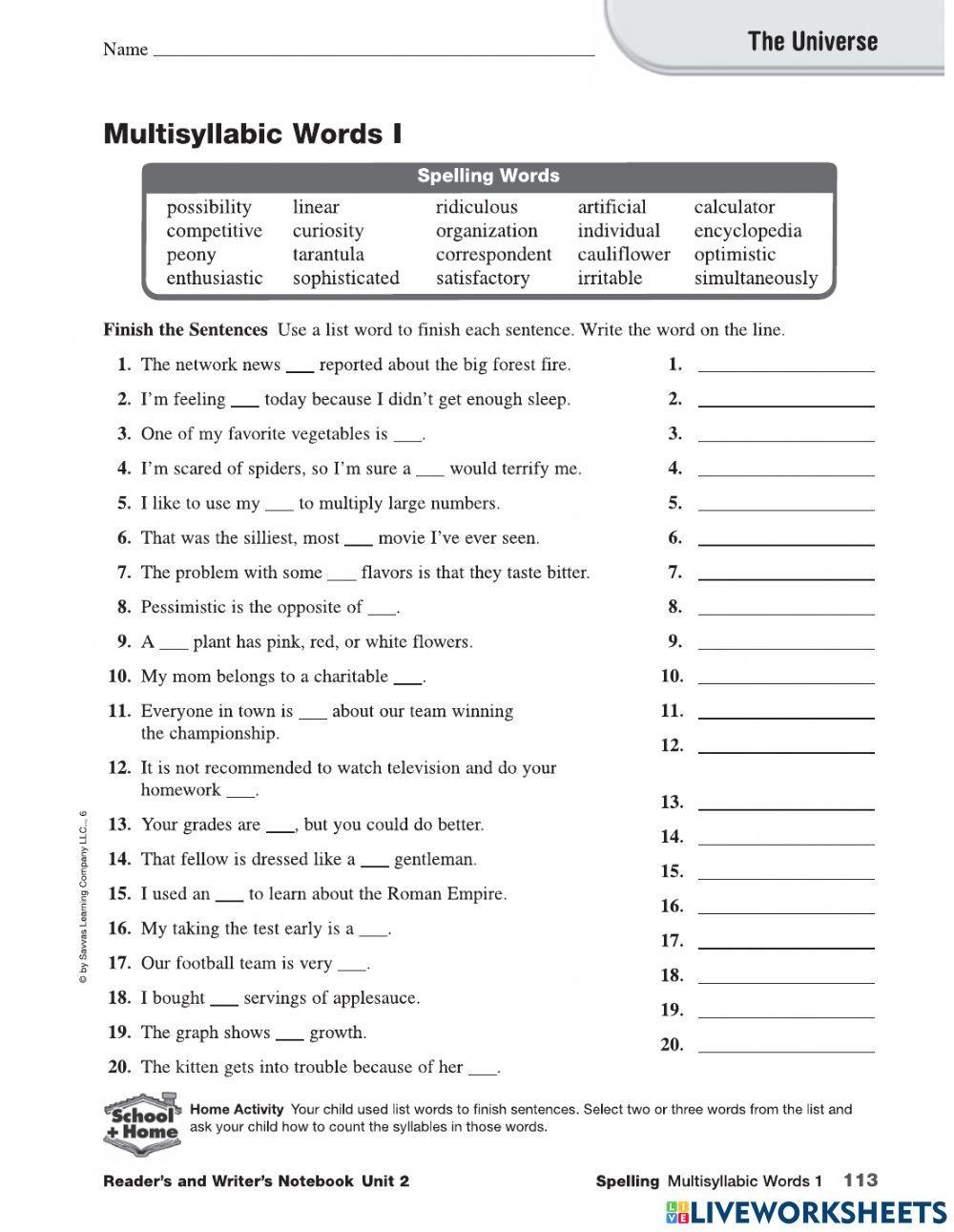 Free Multisyllabic Words Worksheet Download Free Multisyllabic Words Worksheet Png Images Free Worksheets On Clipart Library