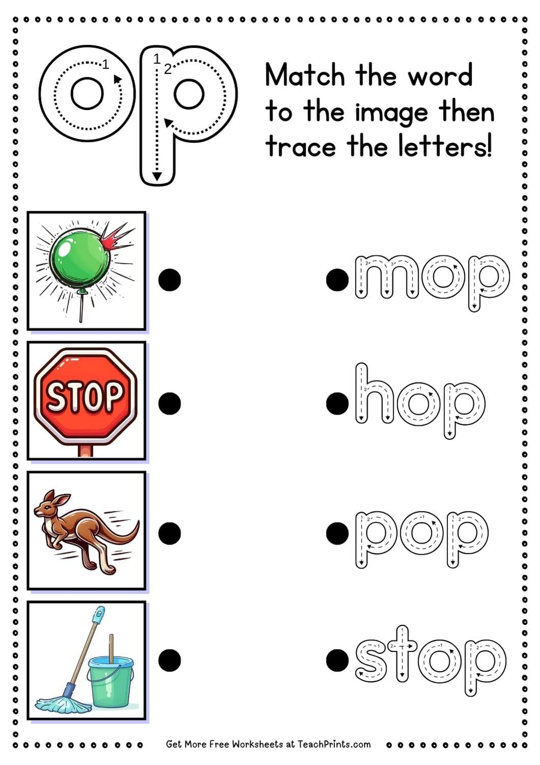 Free Op Word Family Worksheets Teach Prints
