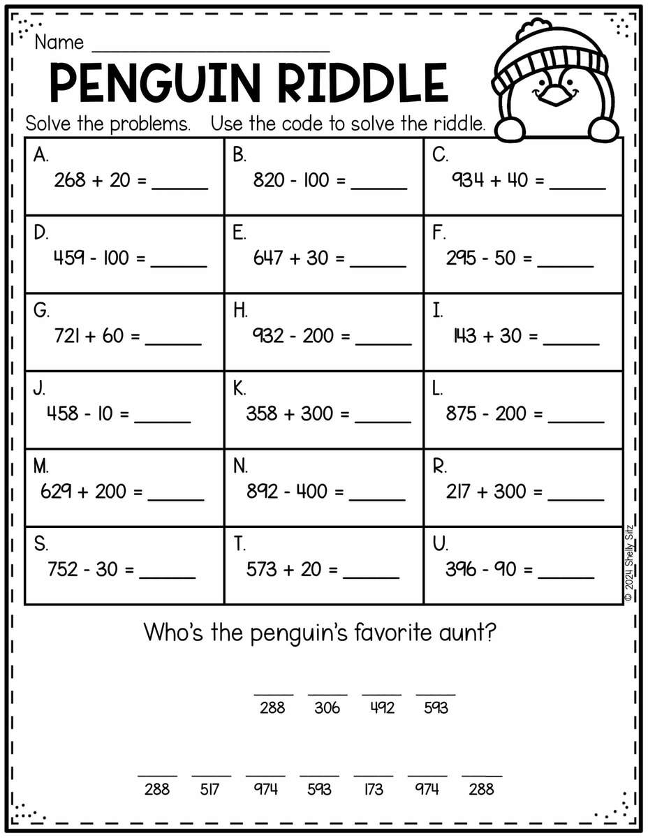 Free Penguin Math Worksheets For Second Grade Second Grade Teaching Blog Money Worksheets For 2nd Grade