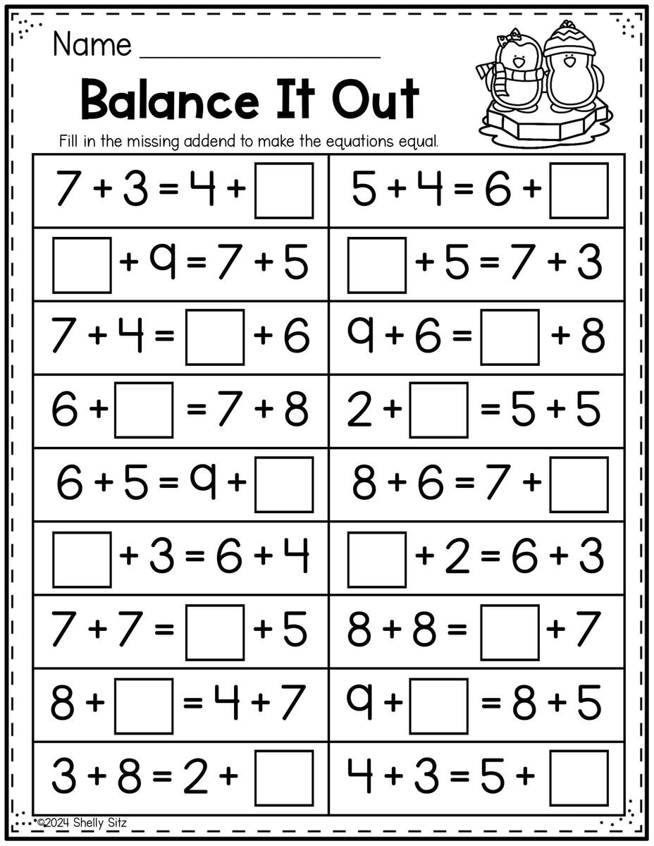 Free Penguin Math Worksheets For Second Grade Second Grade Teaching Blog